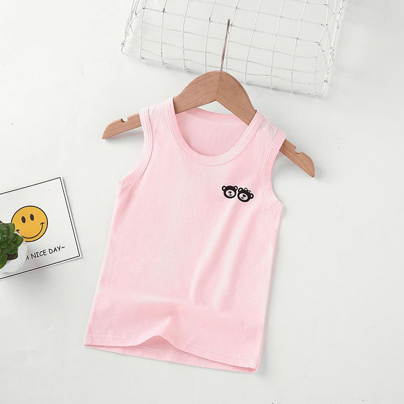 Picture of Summer Children's loose casual I-shaped round neck vest boys and girls solid color cotton vest sleeveless undershirt bottoming top