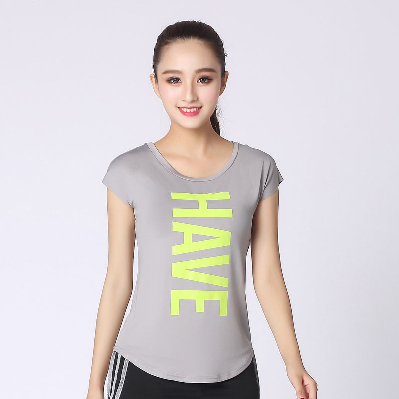 Picture of Breathable sweat-wicking sports sleeveless T-shirt night running letter printing running fitness yoga clothing top women's one-piece hair