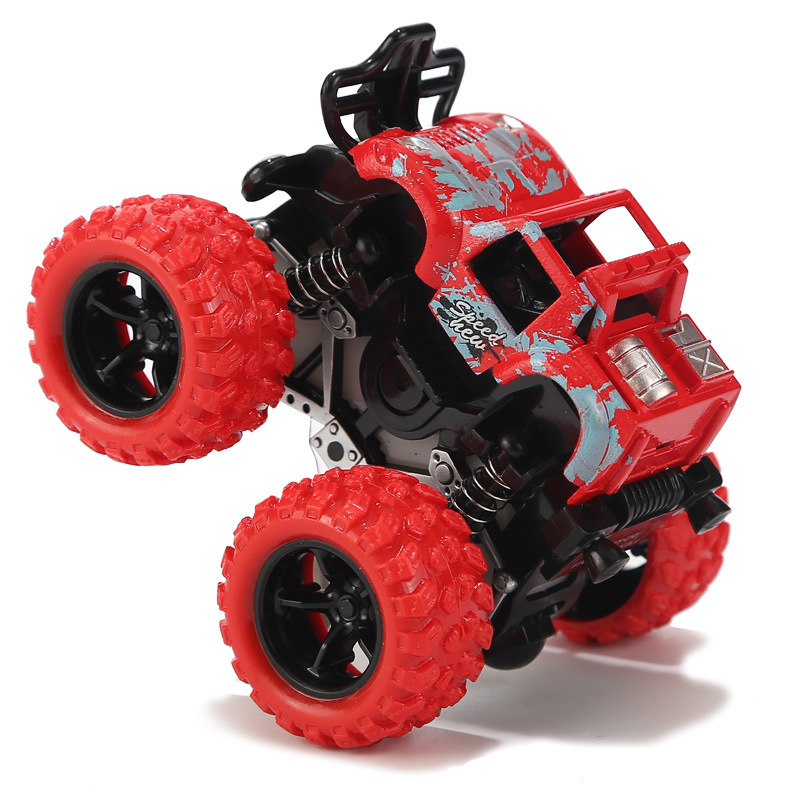Children's stunt rotating four-wheel drive off-road vehicle inertia pull-back car boy model toy supermarket night market stall gift