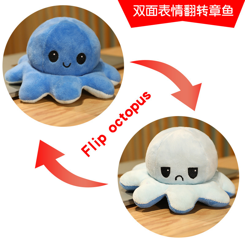 Picture of Flip Small Octopus Doll Double-sided Flip Doll Children Octopus Plush Toy Expression Face-changing Octopus Doll