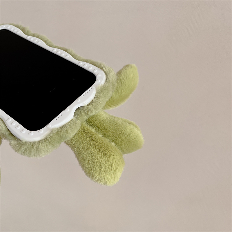 Picture of For Apple 14Promax plush mobile phone case 16 cute frog 15 creative pull 13 anti-fall cartoon doll