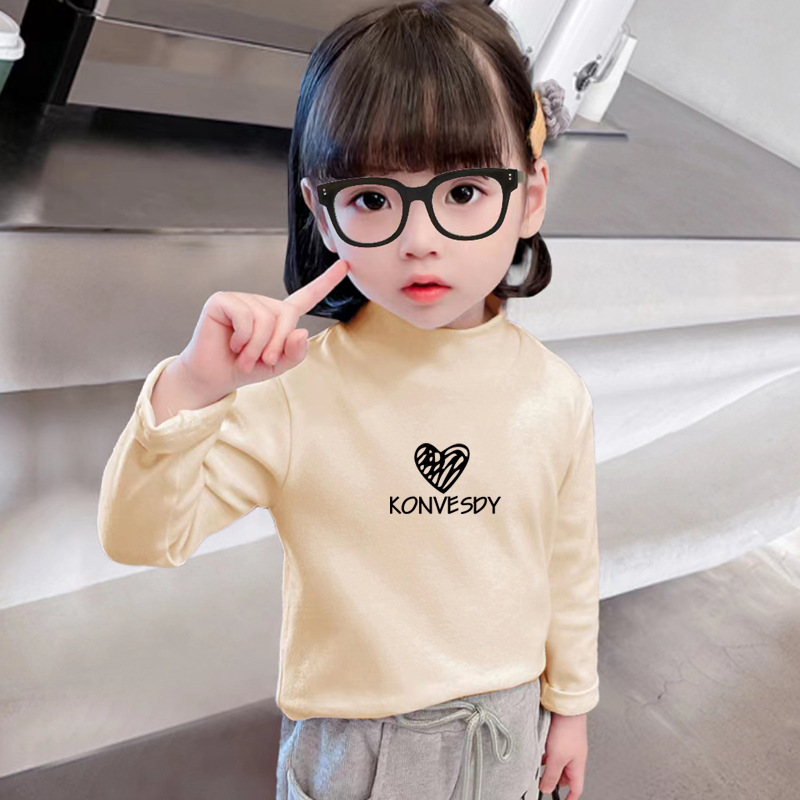 Picture of Girls' de Velvet bottoming shirt autumn and winter children's half turtleneck inner wear long sleeve baby boys' winter wear all-match warm top