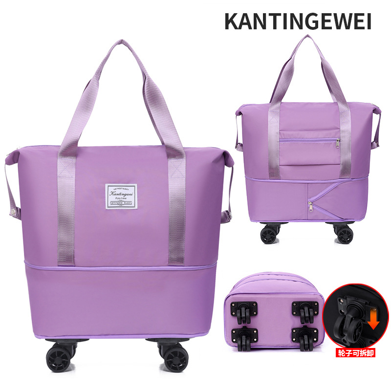 Picture of Large Capacity travel bag double-layer extended universal detachable wheel short trip cover trolley Oxford fitness anti-bag