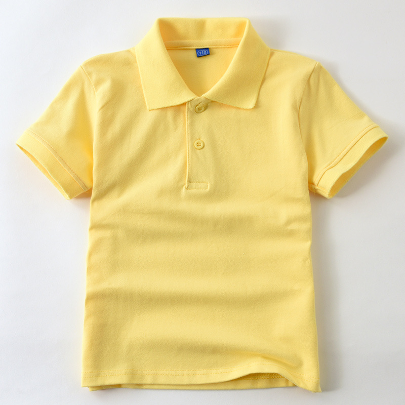 Picture of Children's White Polo Shirt Short-sleeved Cotton Boys Lapel White T-shirt Summer School Uniform Girls' Half-sleeved T-shirt