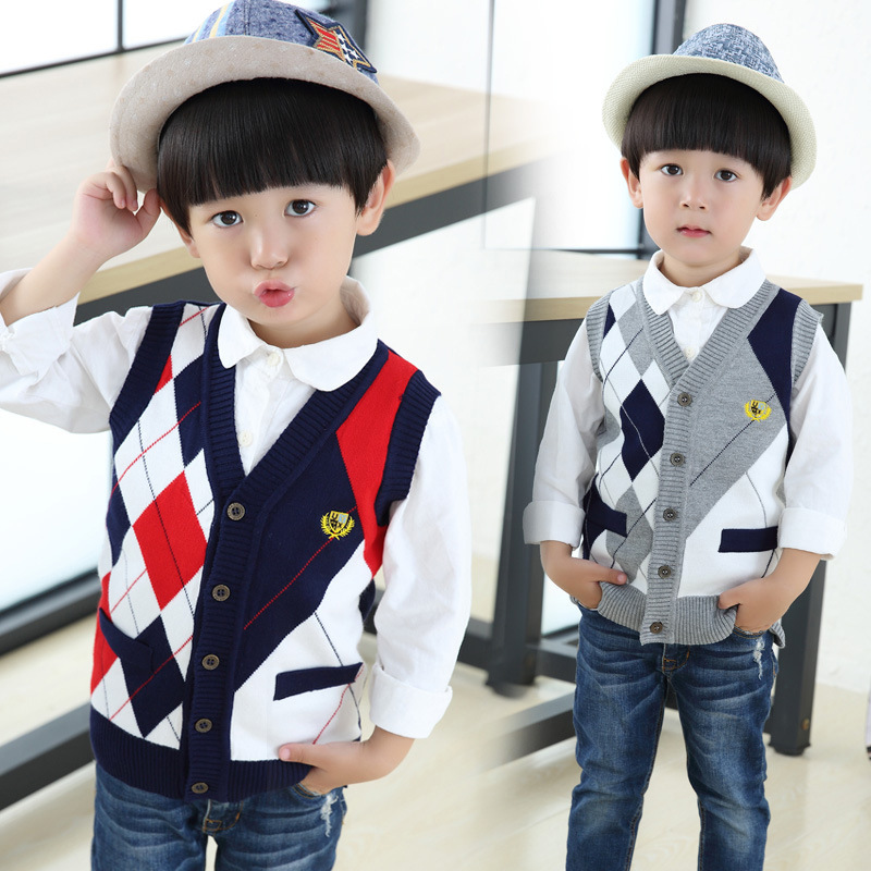 Carefully Selected Boys' College Style Knitted Knitwears, Vests, Men's Sleeveless Cardigans, Knitwears, Warm Knitwears and Vests, Dropshipping