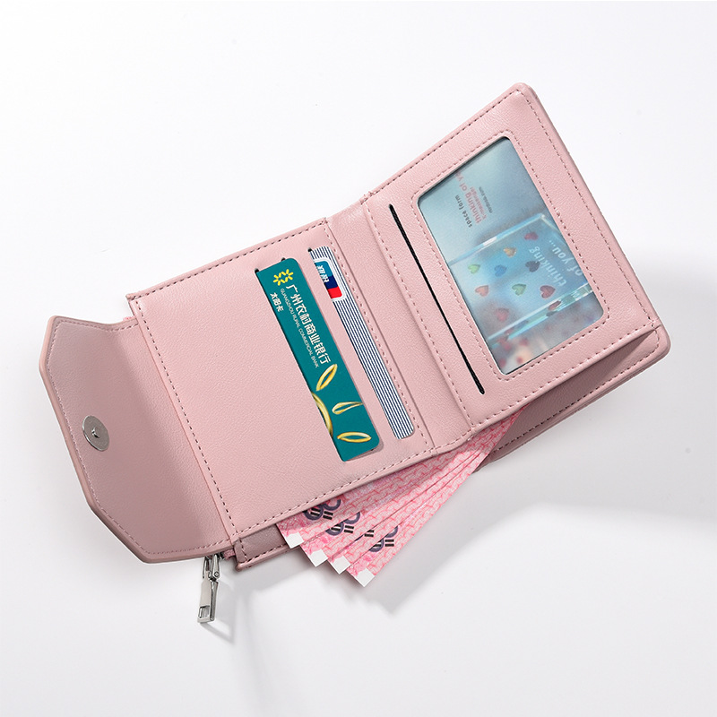Picture of New Multifunctional Wallet Women Card Bag PU Coin Purse Women's Thin Fashionable Rhombic Short Women's Trendy Wallet