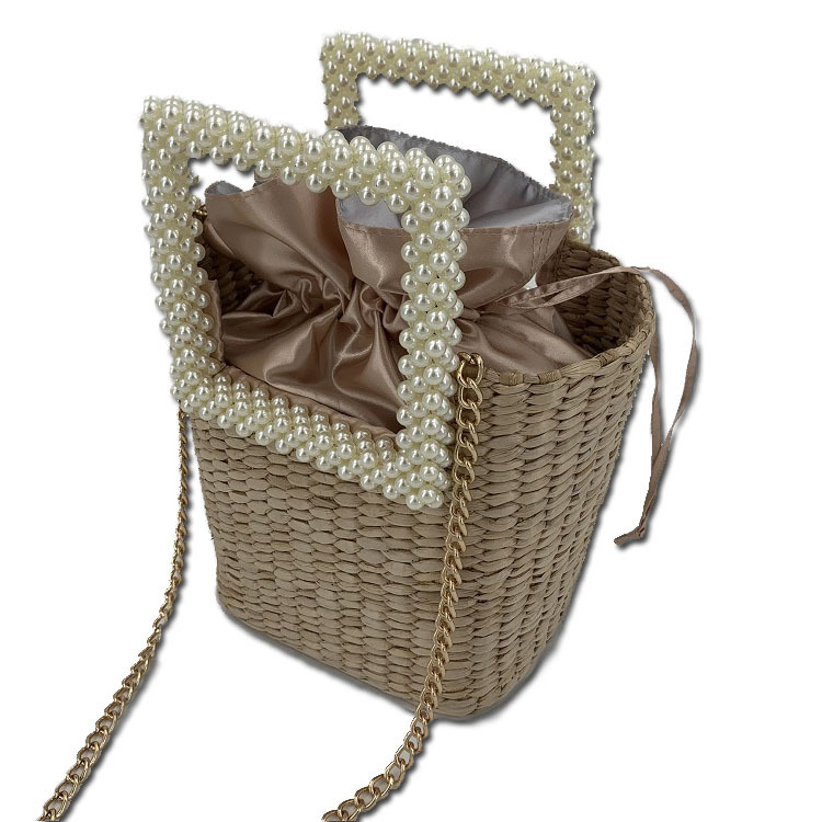 Picture of Summer Pearl Handle Straw Women's Bag Single Shoulder Crossbody Chain Bag Handbag