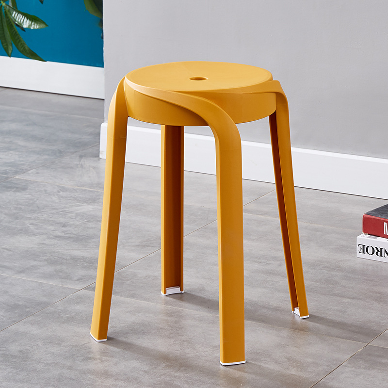 Picture of Modern Dining Table Plastic Round Stool Household Solid Bathroom Stool Living Room Casual High Stool Adult Negotiation Windmill Stool