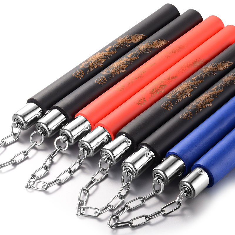 Picture of Factory nunchakus martial arts performance two-stick sponge printed dragon figure nunchakus small bearing Head self-defense Double Dragon stick