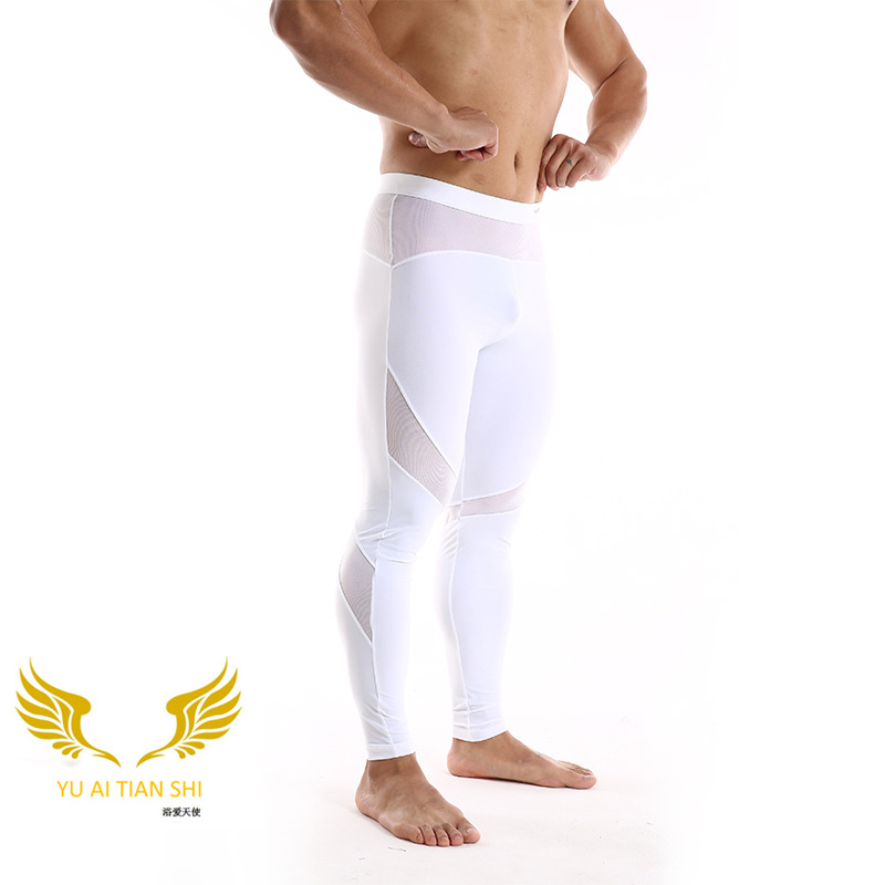 Picture of In stock men's nylon mid-waist sports fitness single pants fashion casual pants one-piece delivery tight pants men