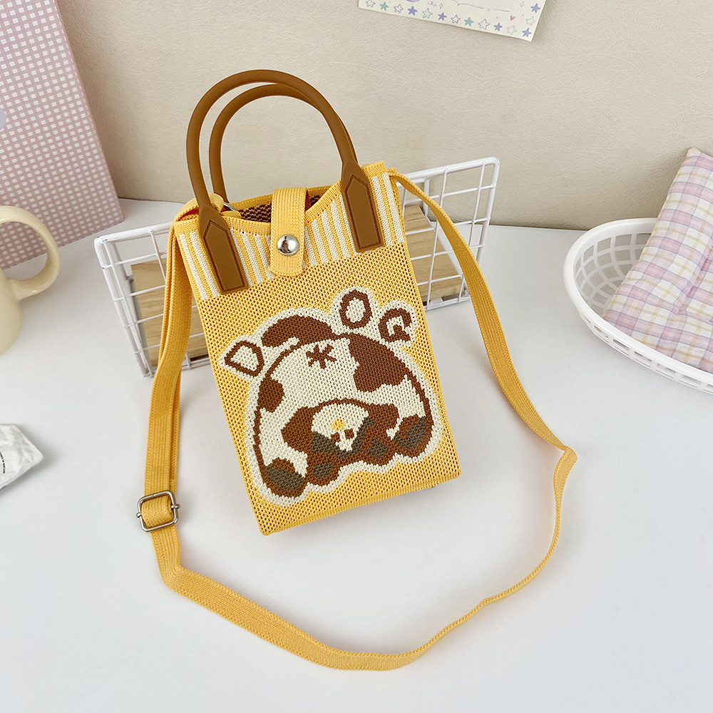 Picture of Shoulder Crossbody Mobile Phone Bag Cute Knitted Hand Bag Cartoon Large Capacity All-match Coin Purse Handbag Wholesale