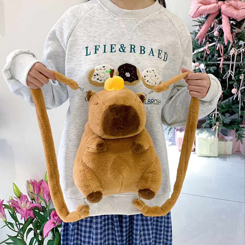 Picture of Cute cartoon otter plush contrast color children's backpack 25 new exquisite travel doll bag cross-border wholesale