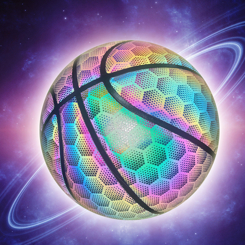 Picture of Cross-border reflective basketball trembles luminous luminous color pu moisture absorption 7 adult ball manufacturers customized a generation of hair