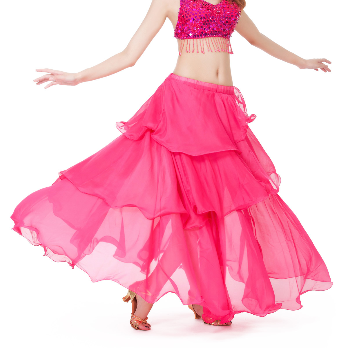 Picture of Dancer spiral skirt chiffon cake skirt belly dance light elegant skirt source factory primary source