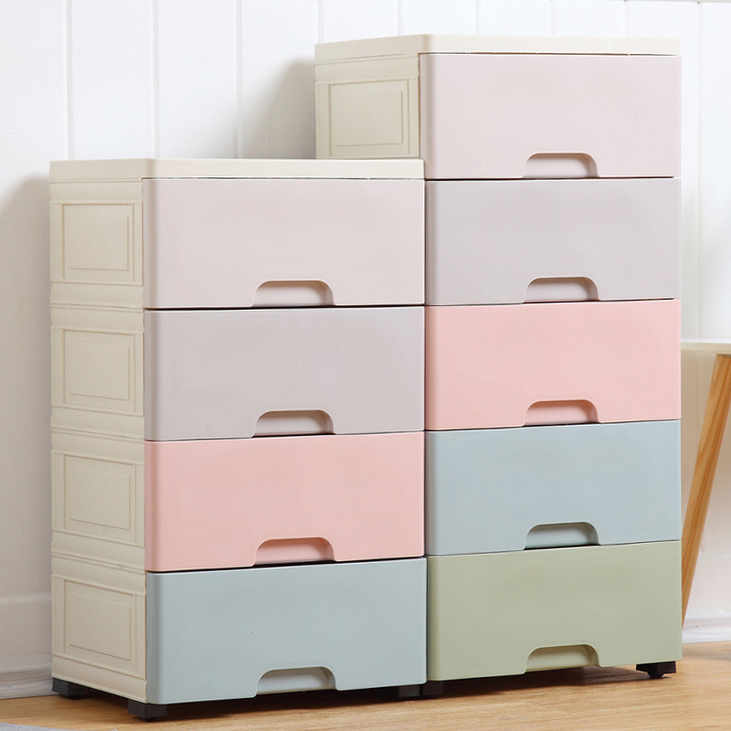 Enlarged and thickened macaron plastic children's drawer storage cabinet baby wardrobe storage cabinet toy organizer cabinet