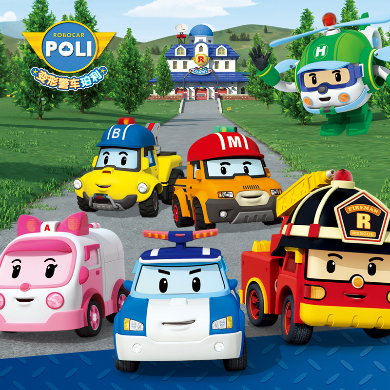 Genuine Perly poli Police Car Coasting Toy Car Police Fire Truck Children's Story Car Model Cross Border Hot