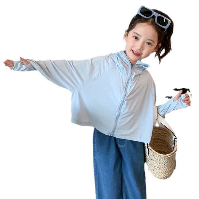 Picture of Children's Sun Protection Clothing for Girls 2025 Summer Thin Anti-Uv Upf50+ Baby Ice Silk Breathable Sun Protection Clothing