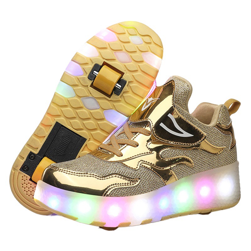 Cross-border heywalk shoes manufacturers wholesale rechargeable luminous shoes LED lights children adult roller skating shoelace wheels