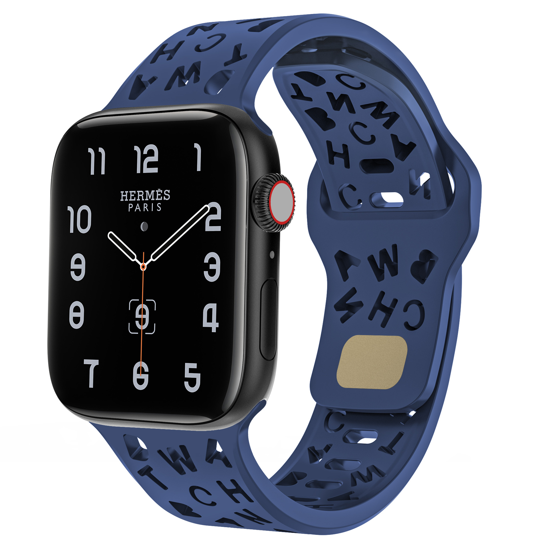 Picture of For Apple Watch iwatch87654321 Strap applewatchs9 English Hollow Solid Color Silicone Watch