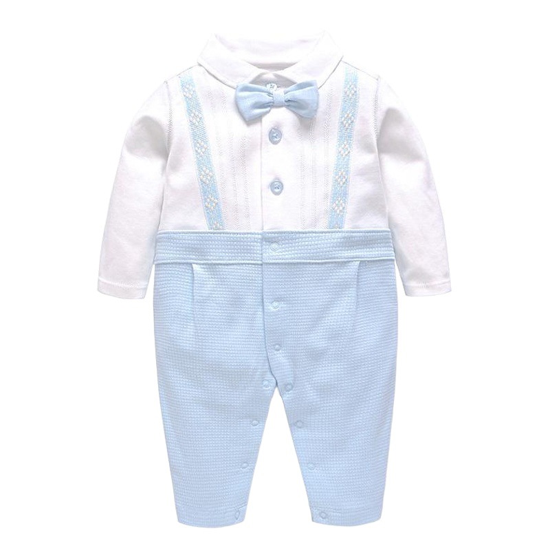 Wu Lingdie Short-Sleeved Baby and Children's Clothing 2024 Spring New Baby Clothes Baby One-Year-Old Jumpsuit Gentleman's Crawl Suit