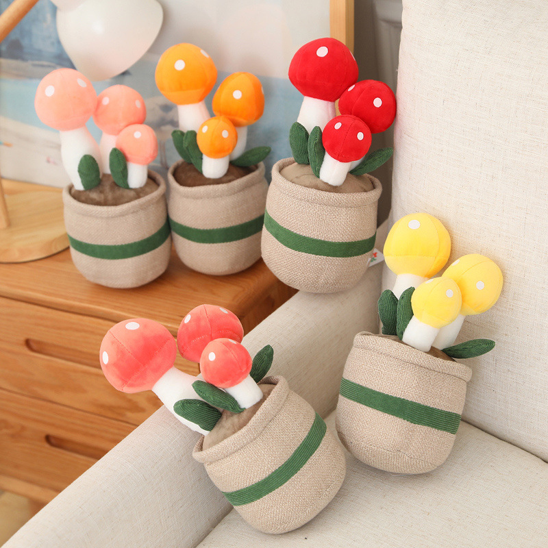 Picture of Mushroom Fleshy Tulip Green Plant Potted Plant Ornaments Cloth Doll Amazon Plush Toy Doll Cross Border Doll
