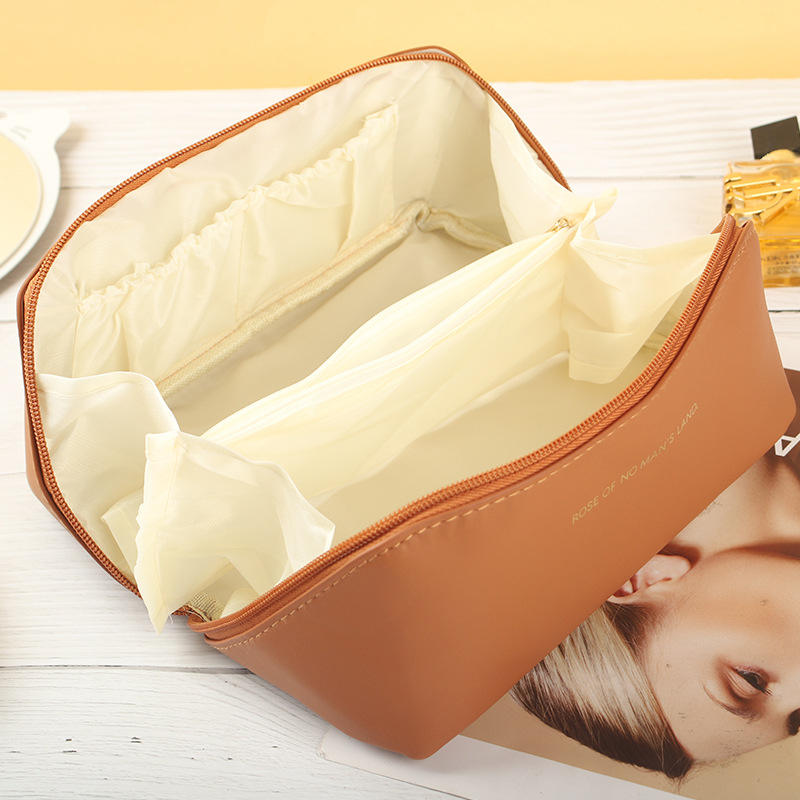 Picture of Cross Mirror Large Capacity Travel Cosmetic PU Waterproof Toiletry Bag Organ Pillow Cosmetic Bag Portable