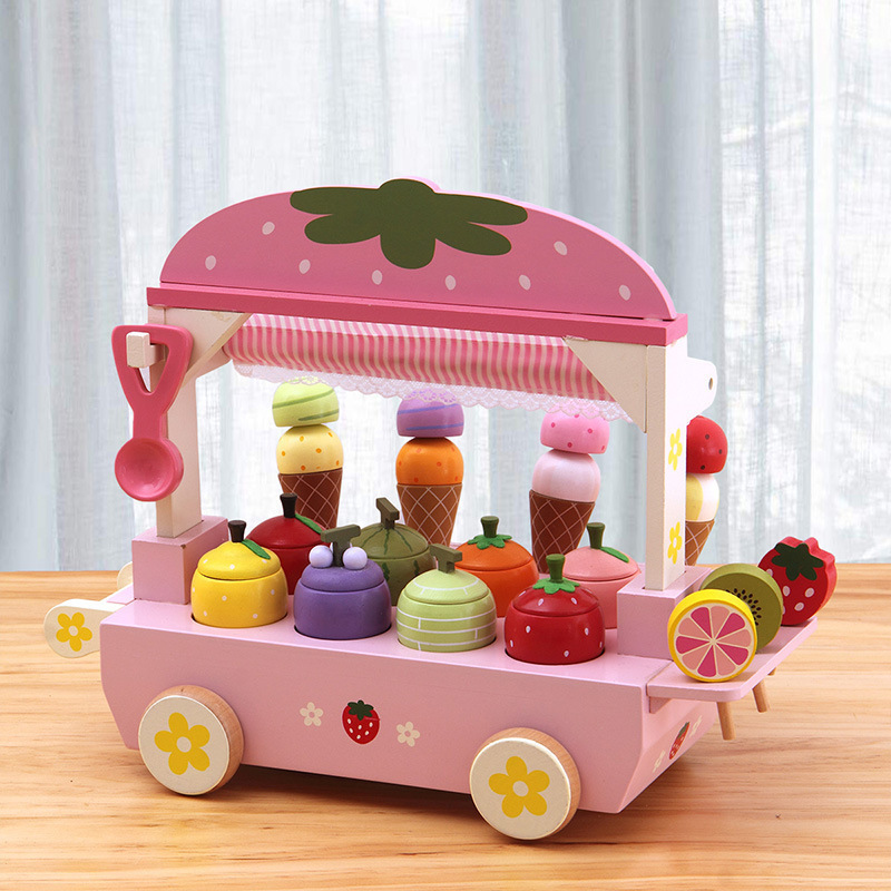 Picture of Wooden Imitation Ice Cream Children's Ice Cream Shop Toys Boys and Girls Baby Play Home Ice Cream Kitchen Building Blocks