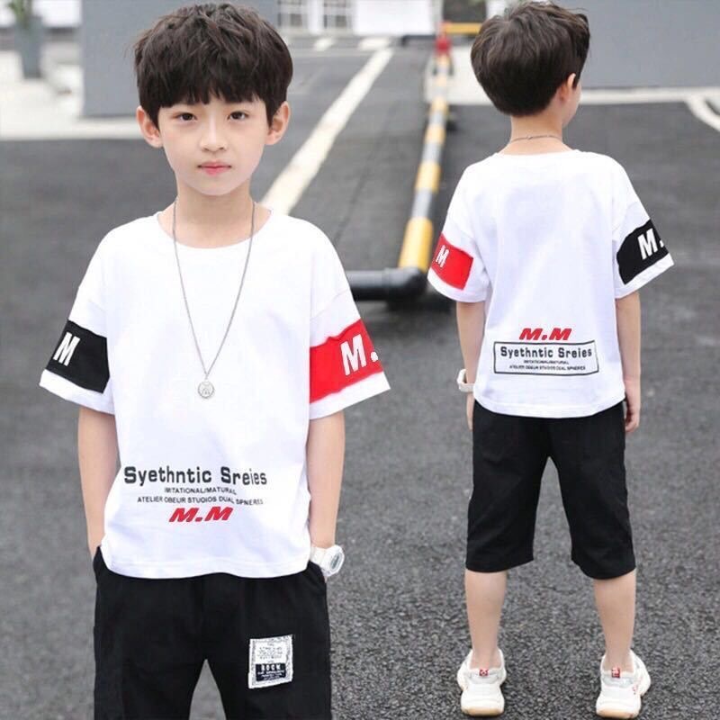 Picture of Children's Clothing Boys' 2025 New Suit Summer Kidsren's Sports and Leisure Wear Medium and Large Kidsren's Short-Sleeved Two-Piece Set Korean Style Trendy