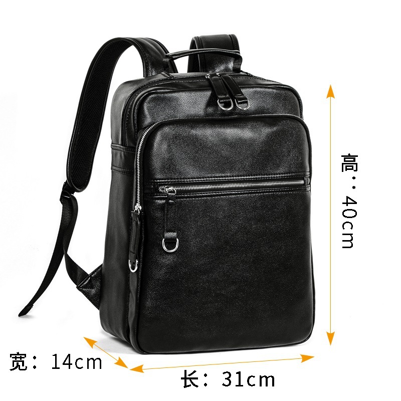 Picture of Men's Backpack Korean Style New Arrival Street All-Match Backpack Men's Fashionable Soft Leather Schoolbag for College Students