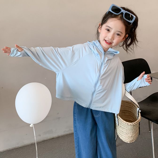 Picture of Children's Sun Protection Clothing for Girls 2025 Summer Thin Anti-Uv Upf50+ Baby Ice Silk Breathable Sun Protection Clothing