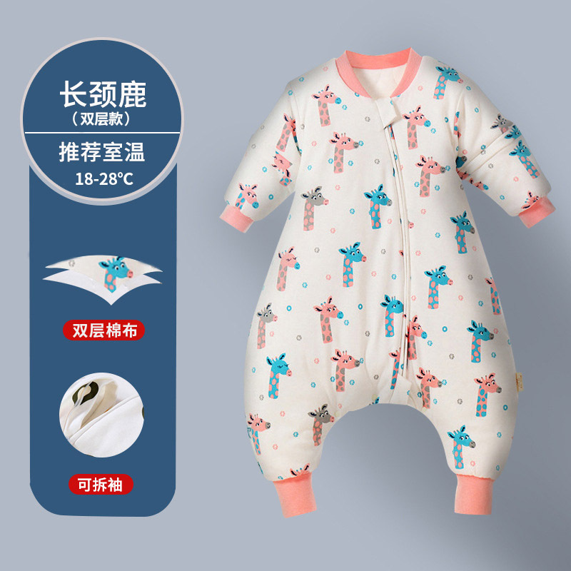 Picture of Spring and Autumn Thin Children's Sleeping Bag Constant Temperature Infant and Toddler Class a Split Leg Sleeping Bag Cartoon Pure Cotton Baby Sleeping Bag with Detachable Sleeves