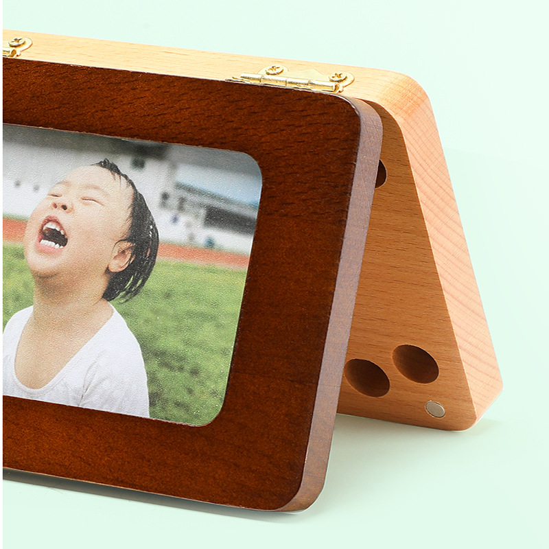 Picture of Wooden cross-border children's boys and girls English photo frame large baby teeth box baby fetal hair baby teeth storage box