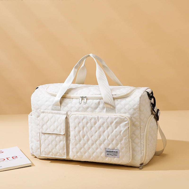 Cross-border Simple Travel Bag Large Capacity Lightweight Gym Bag Dry and Wet Separate Storage Bag Rhombic Separate Shoe Bin for Production