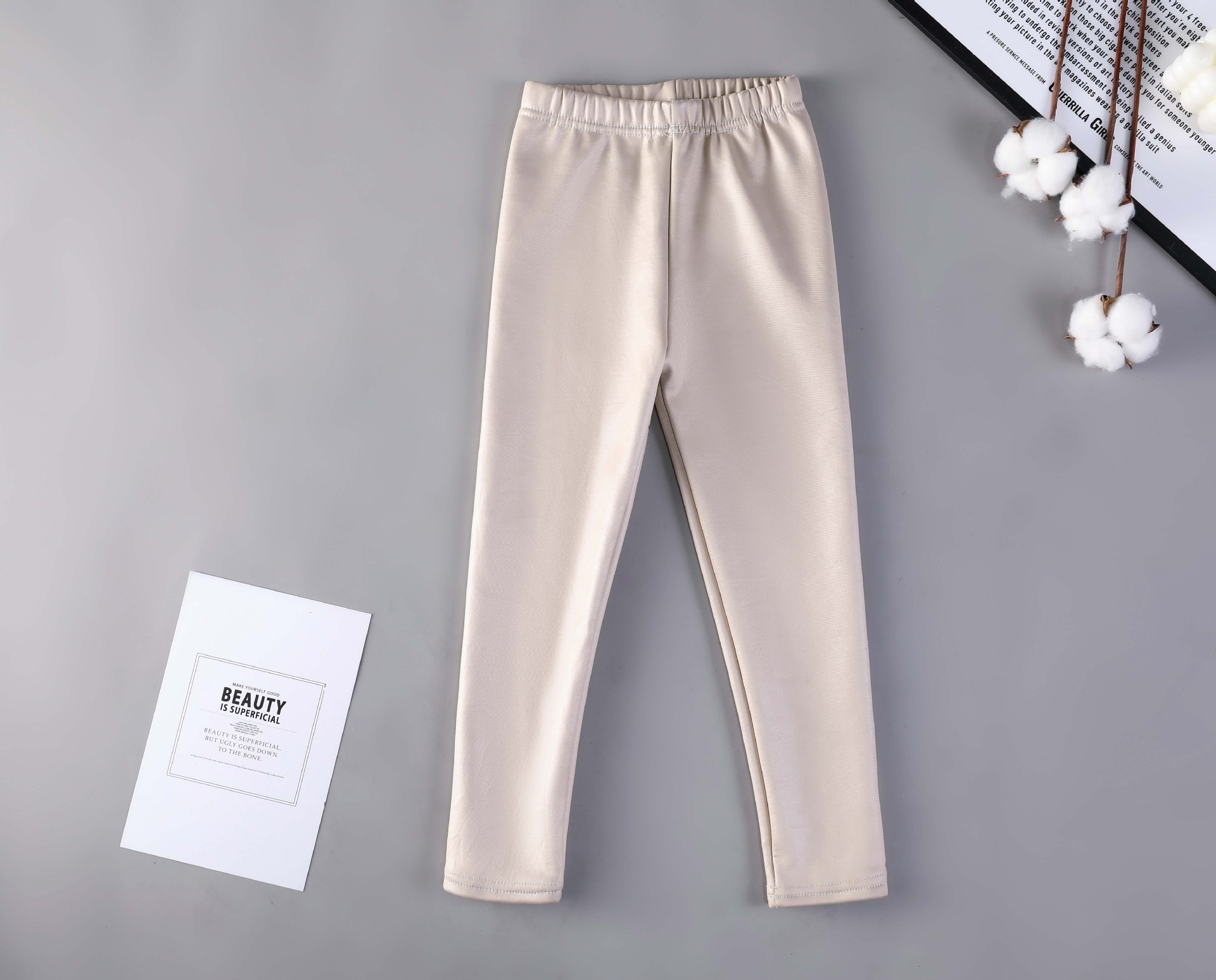 Picture of Children's Imitation Leather Pants, Girls' Candy-Colored Autumn and Winter Velvet Thickeneded Leggings, Warm Pants, Baby Girl's All-In-One Pants