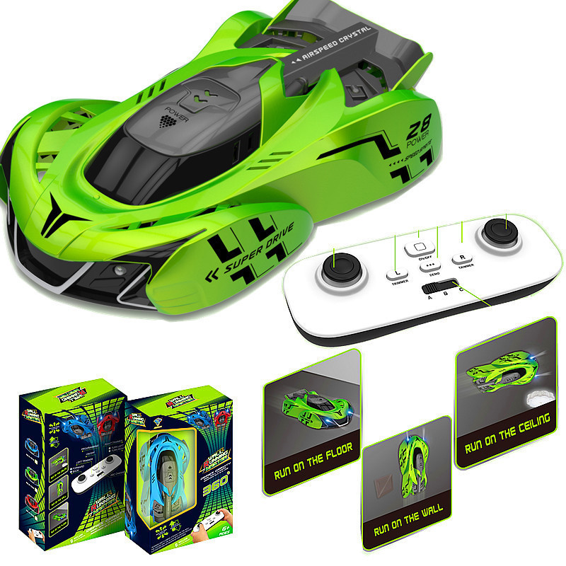 Picture of Children's Light Chasing Wall Climbing Car Remote Control Car Laser Wall Suction Infrared Wall Stunt Programming Racing Boy Toy