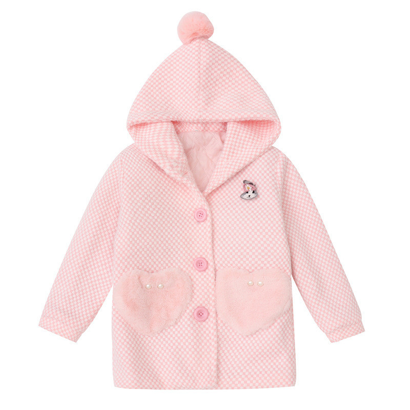 Picture of Girls mink woolen coat 2025 spring and autumn woolen coat children's woolen coat children's clothing a generation of hair