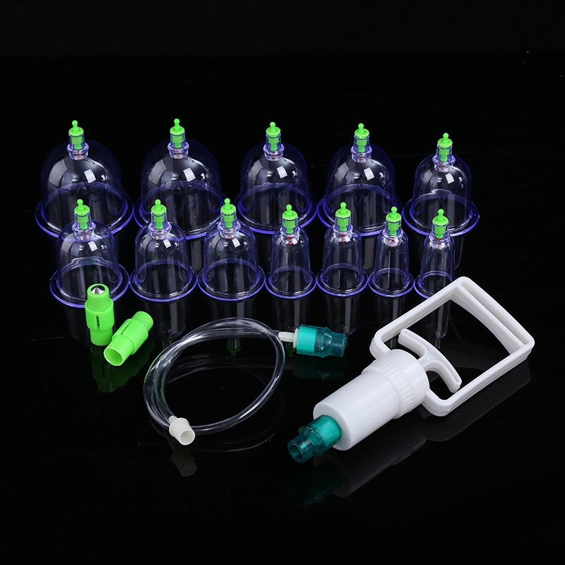 Picture of English Chinese household cupping device vacuum pumping ABS plastic material thickened 12 canned cupping