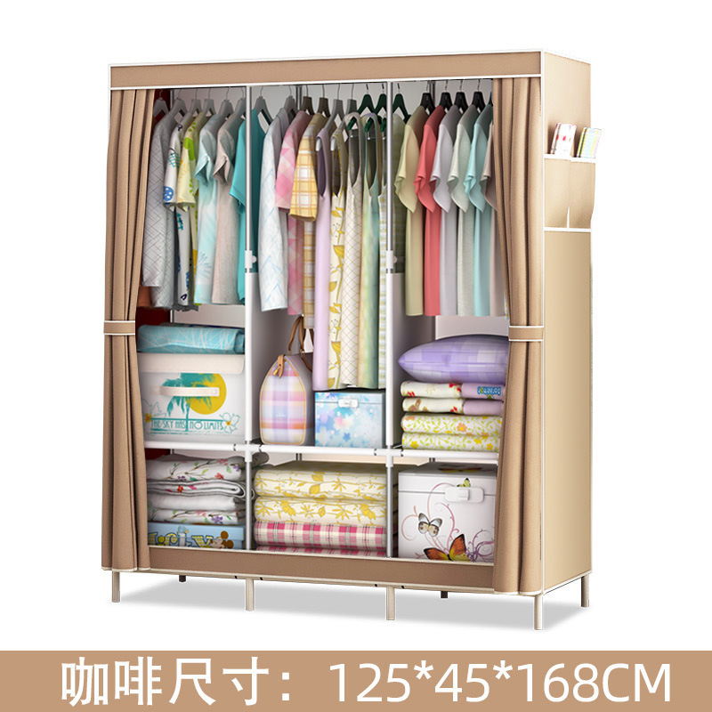 Picture of Ya Ruifan Reinforced Simple Cloth Wardrobe Storage Closet Dustproof Wardrobe Dormitory Steel Frame Reinforced Simple Modern Combination