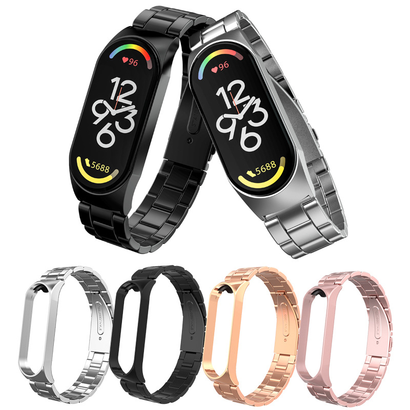 Picture of Suitable for millet bracelet 7 metal strap millet 7 strap wristband three beads stainless steel 304 solid strap