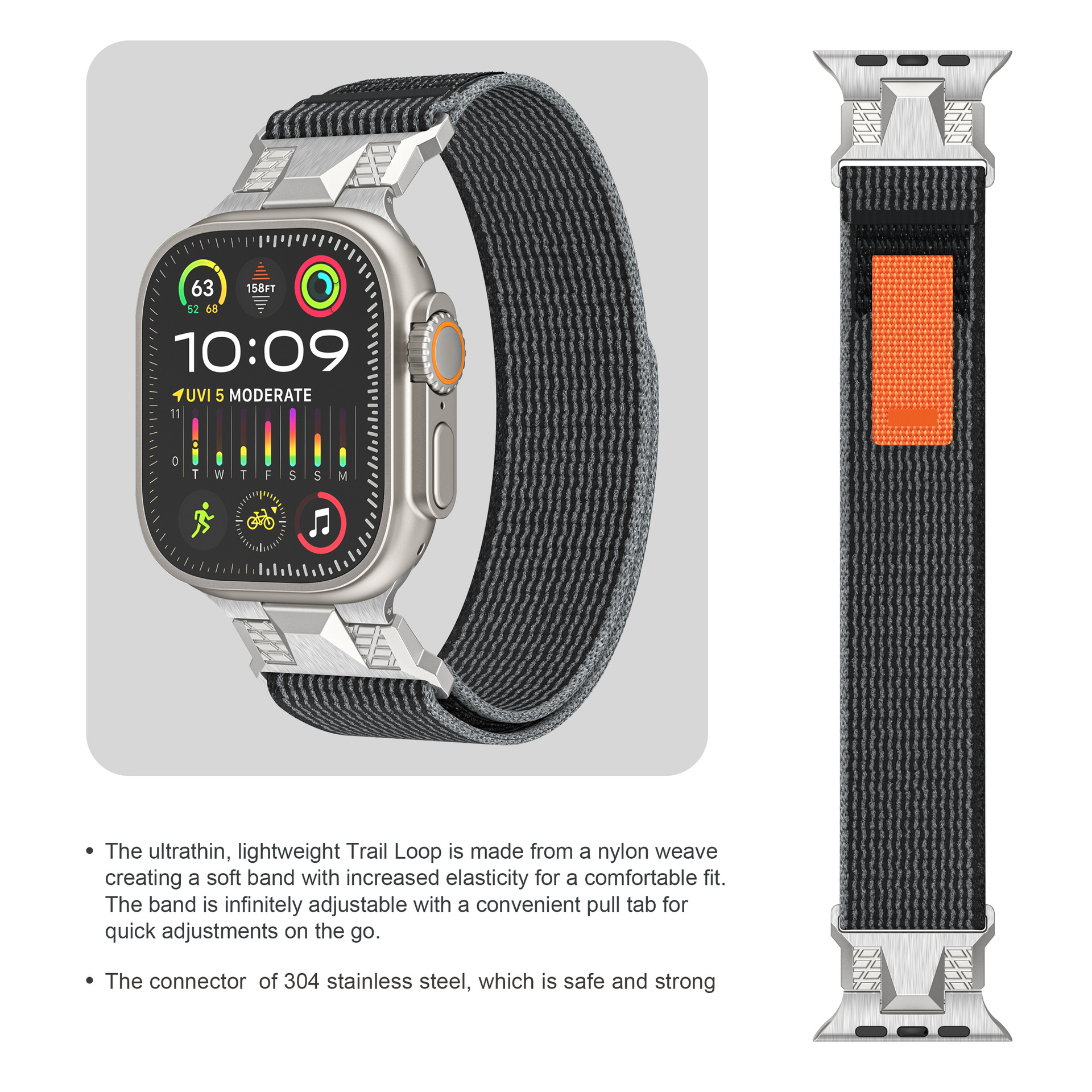 Picture of Suitable for Apple Watch strap mecha wild diameter nylon loop appleiwatch9Ultra2 watch strap wholesale