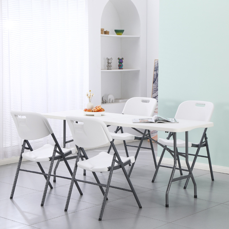 Picture of 1.8m Outdoor Plastic Folding Table Conference Long Blow Molded Table Night Market Stall Table Portable Banquet Dining Table