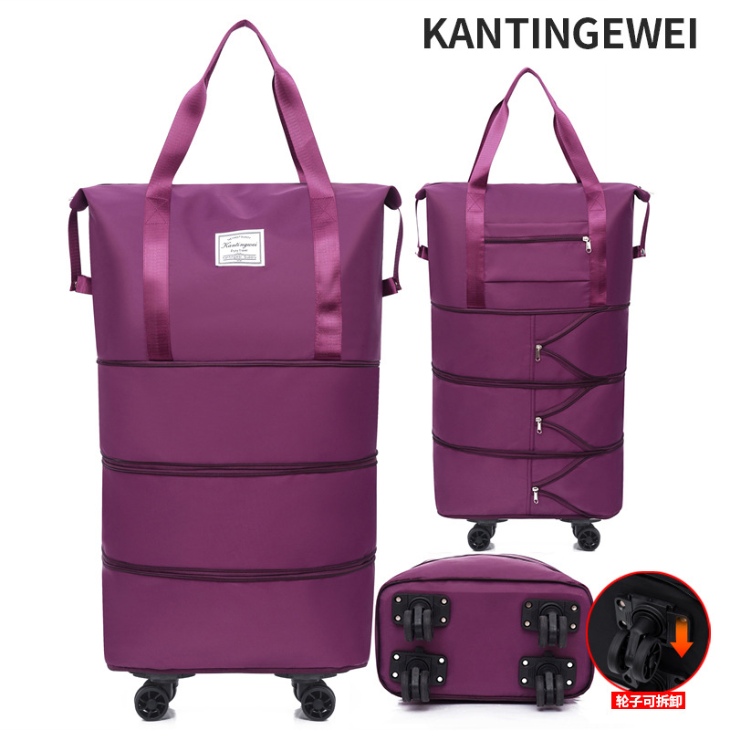 Picture of Large Capacity travel bag double-layer extended universal detachable wheel short trip cover trolley Oxford fitness anti-bag