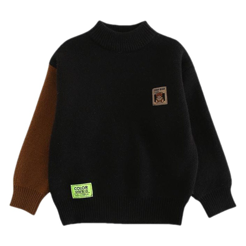 Boys' Sweater Autumn and Winter 2022 New Children's Winter Pullover Knitwear Trendy Boys Western Style Stitching Children's Wear