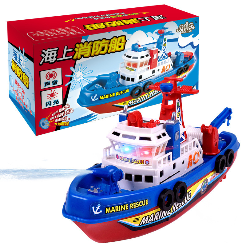 Picture of Children's Electric Fire Boat Model Toy Can Spray Water Music Light Bath Toy Boat Wholesale Dropshipping