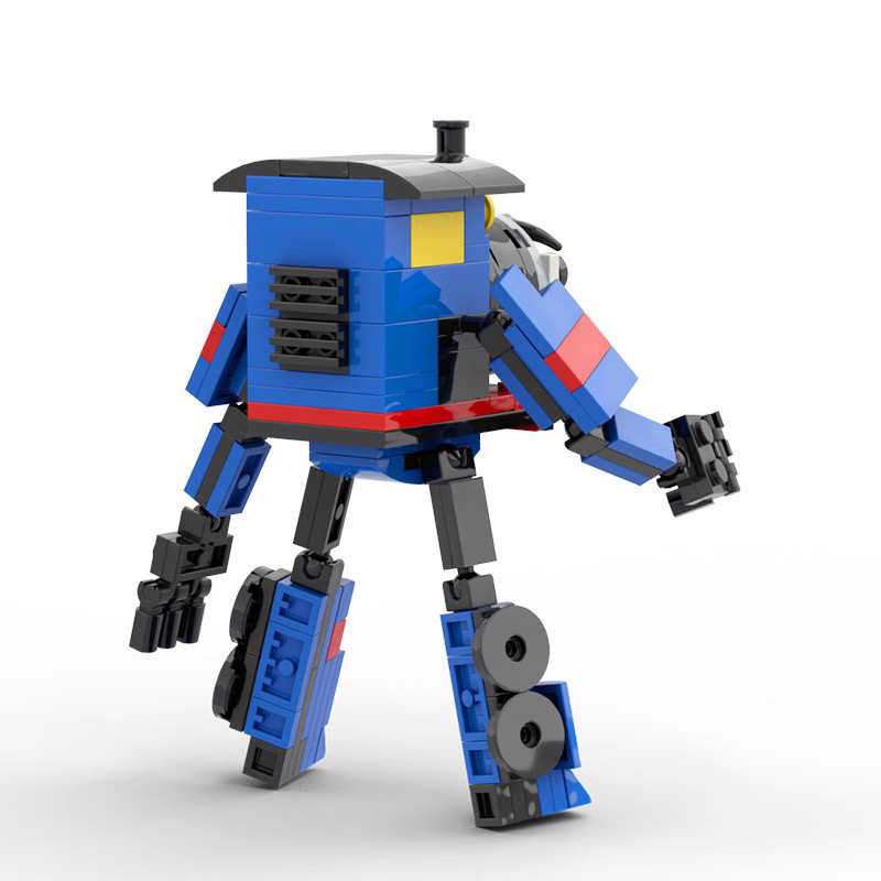 Picture of Cross-border assembled building blocks variation Charles Train Blue Mecha Robot model MOC compatible with Lego