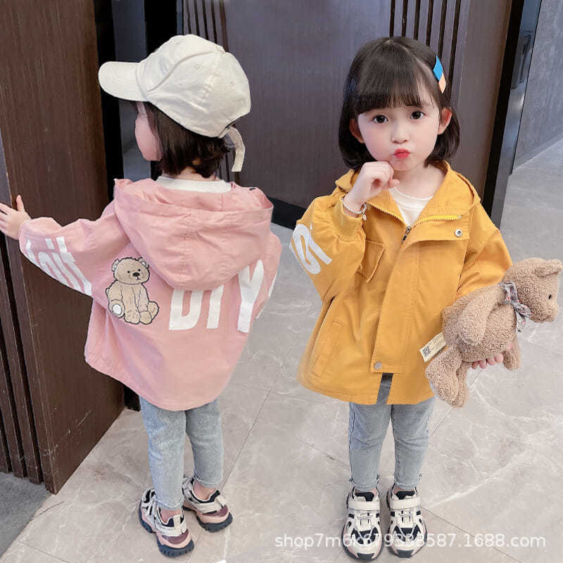 Picture of Girls' Spring Coat 2021 New Children's Spring and Autumn Western Style Casual Cyber Celebrity Children's Jacket Mid-Length Coat