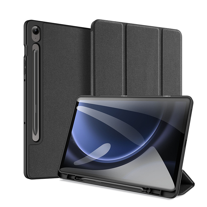 Picture of For Samsung Tab S9FE Flat Protective Cover with Pen Slot Flip Three-fold Anti-drop Protective Shell Cloth Pattern Leather Cover