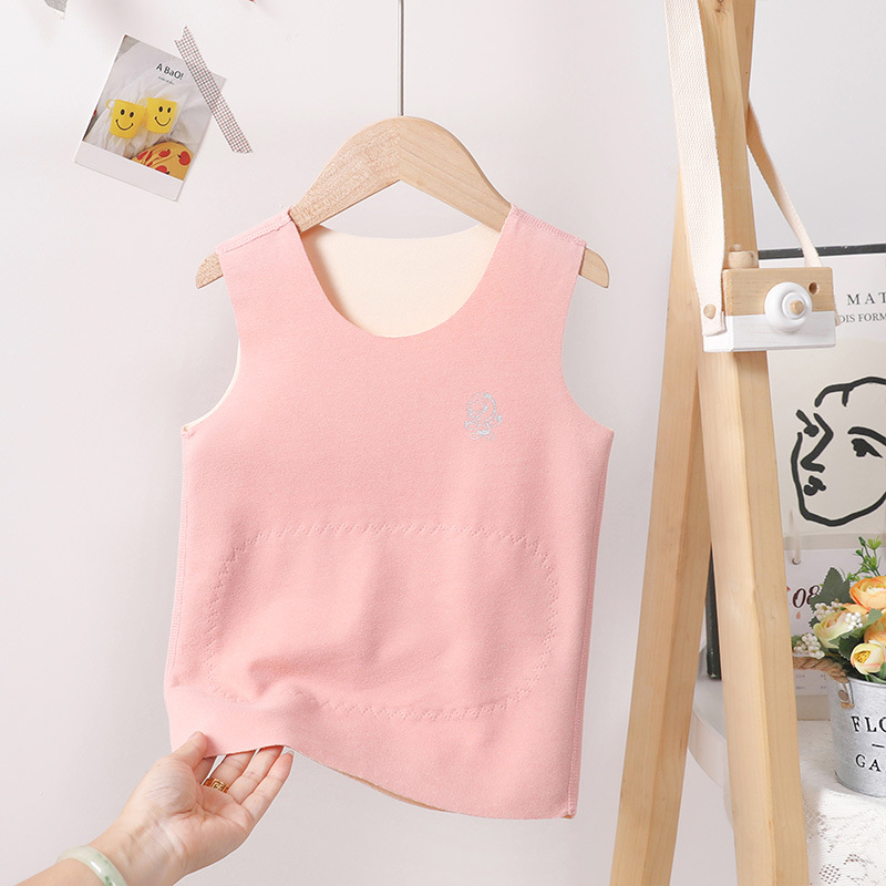 Picture of Children's thermal patch vest boys and girls belly protection double-sided velvet waistcoat baby autumn and winter seamless inner wear sleeveless base