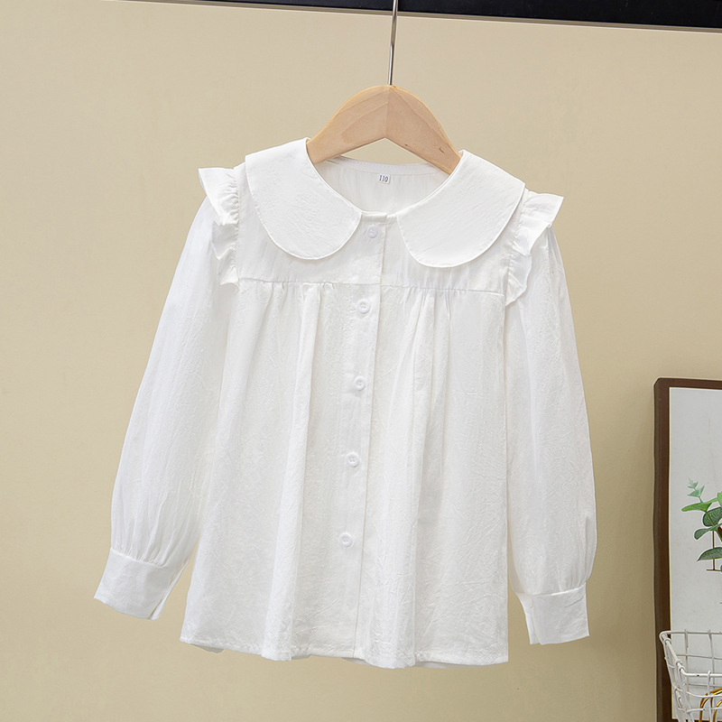 Picture of Shirt lace white girl's bottoming shirt top middle and small children's clothing student long sleeve middle and big children's inner wear overseas