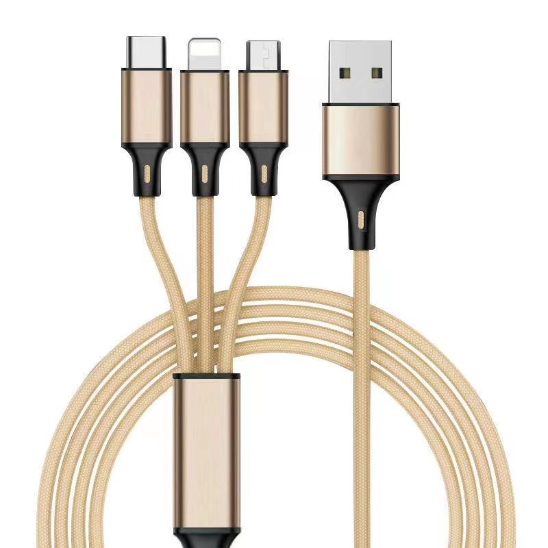 Picture of Factory wholesale one-to-three data cable for Huawei Android three-in-one data cable Apple fast charge gift logo